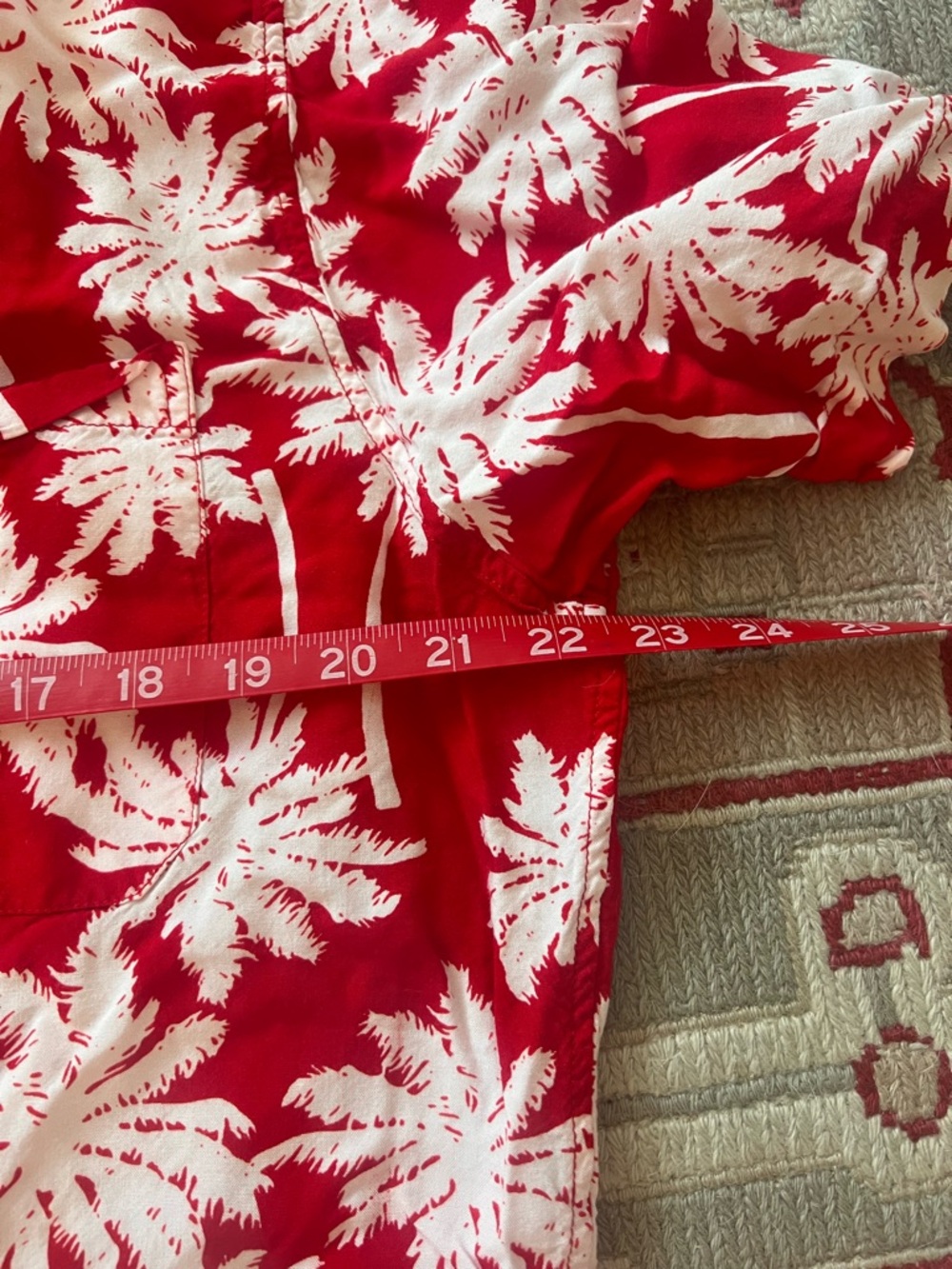 Kenny Flowers Red and White Palm Print Button-Down Shirt - Picture 3 of 6